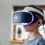 Virtual Reality - boy wearing black and white VR headset