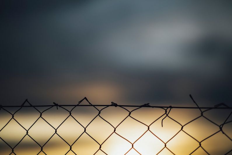 Work Boundaries - a bird sitting on top of a chain link fence