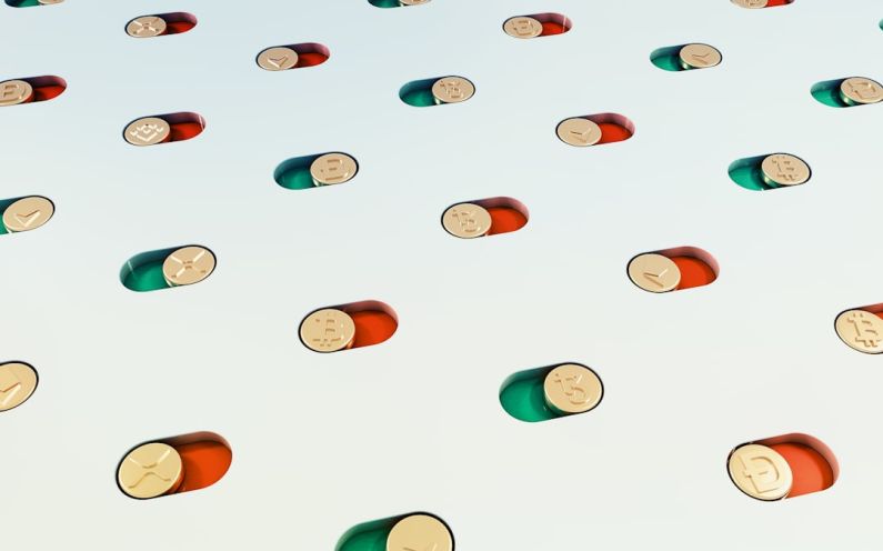 Blockchain Potential - a group of pills floating in the air