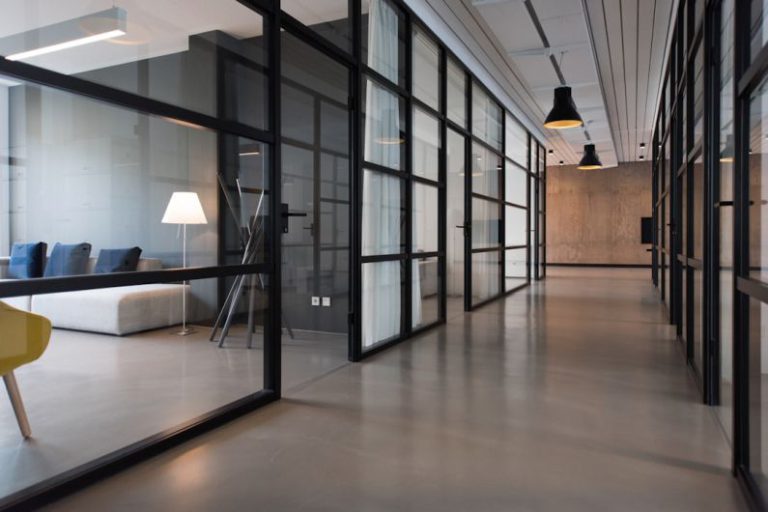 Relationships Building - hallway between glass-panel doors