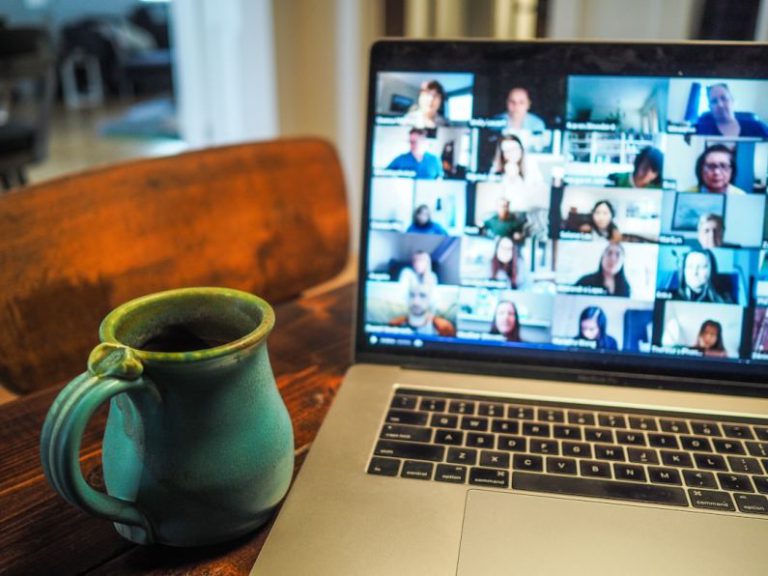 Virtual Networking - macbook pro displaying group of people