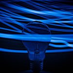 Critical Thinking - blue and white light fixture