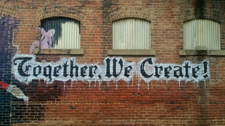 Brand Building - white and black Together We Create graffiti wall decor