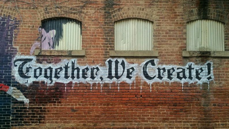 Brand Building - white and black Together We Create graffiti wall decor